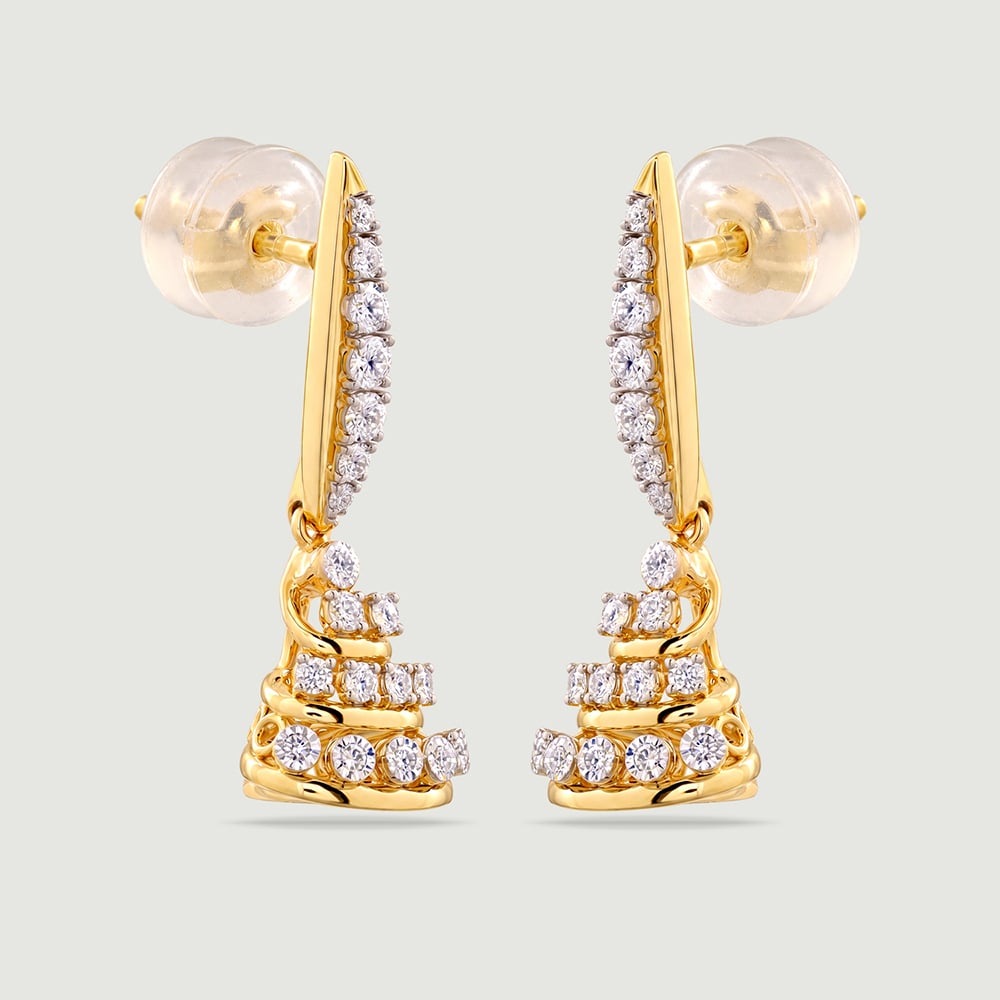 Radiant Layered Diamond Jhumka,,hi-res image number null