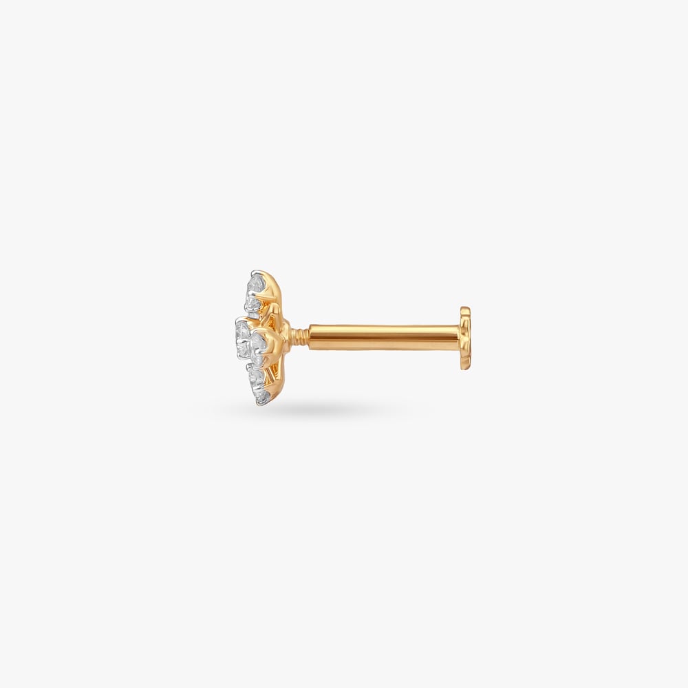 Starlit Bloom Diamond Nose Pin,,hi-res image number null