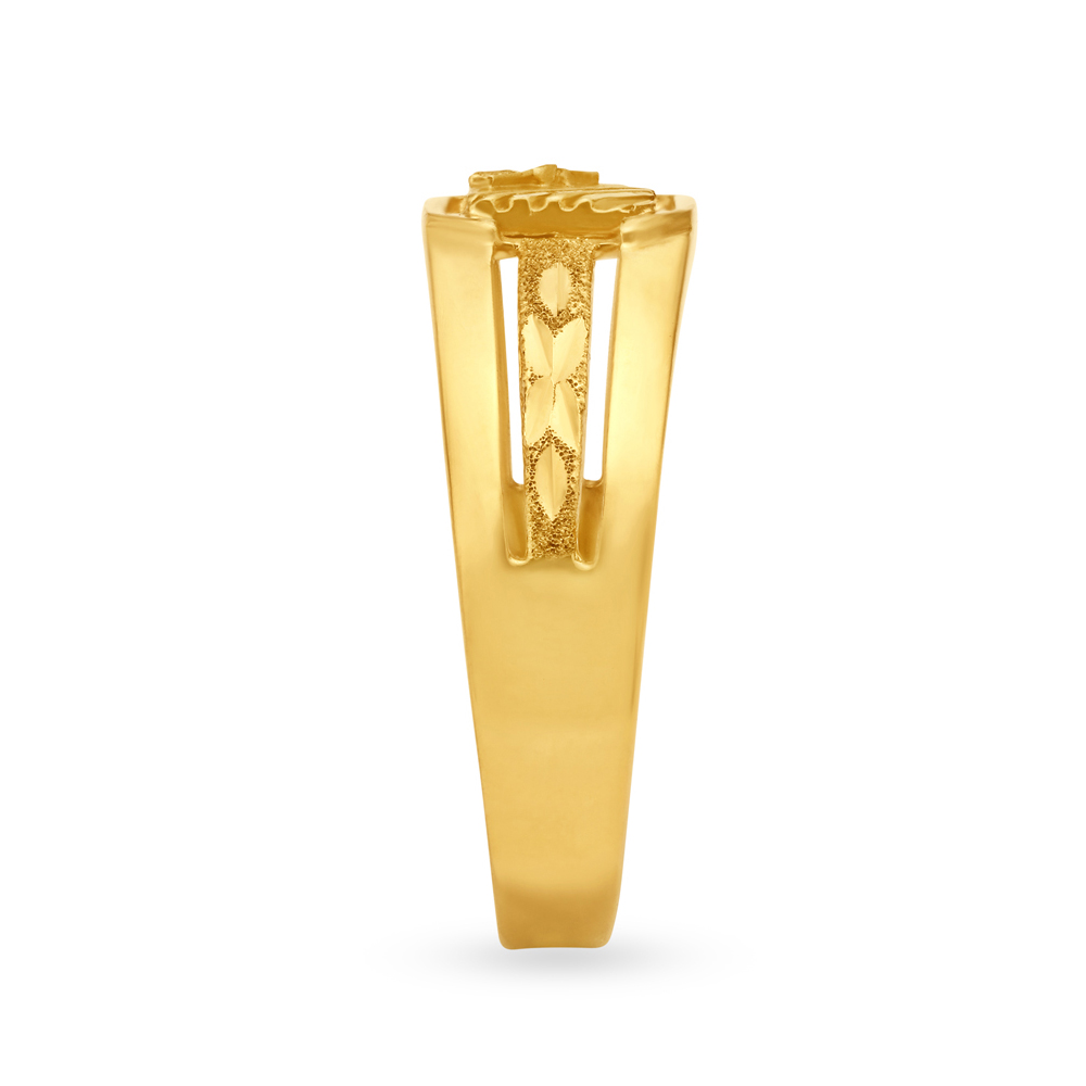 Unique 22 Karat Yellow Gold Square Finger Ring,,hi-res image number null