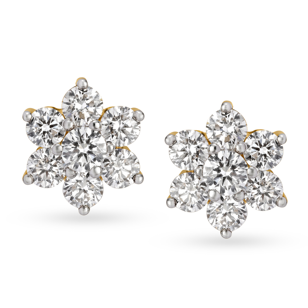 

Ageless 18 Karat Yellow Gold And Diamond Floral Studs