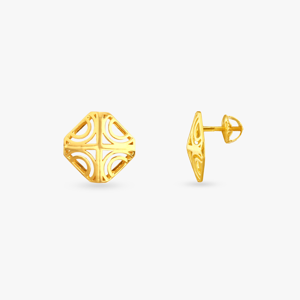 Sculpted Geometry Gold Pendant and Earrings Set,,hi-res image number null