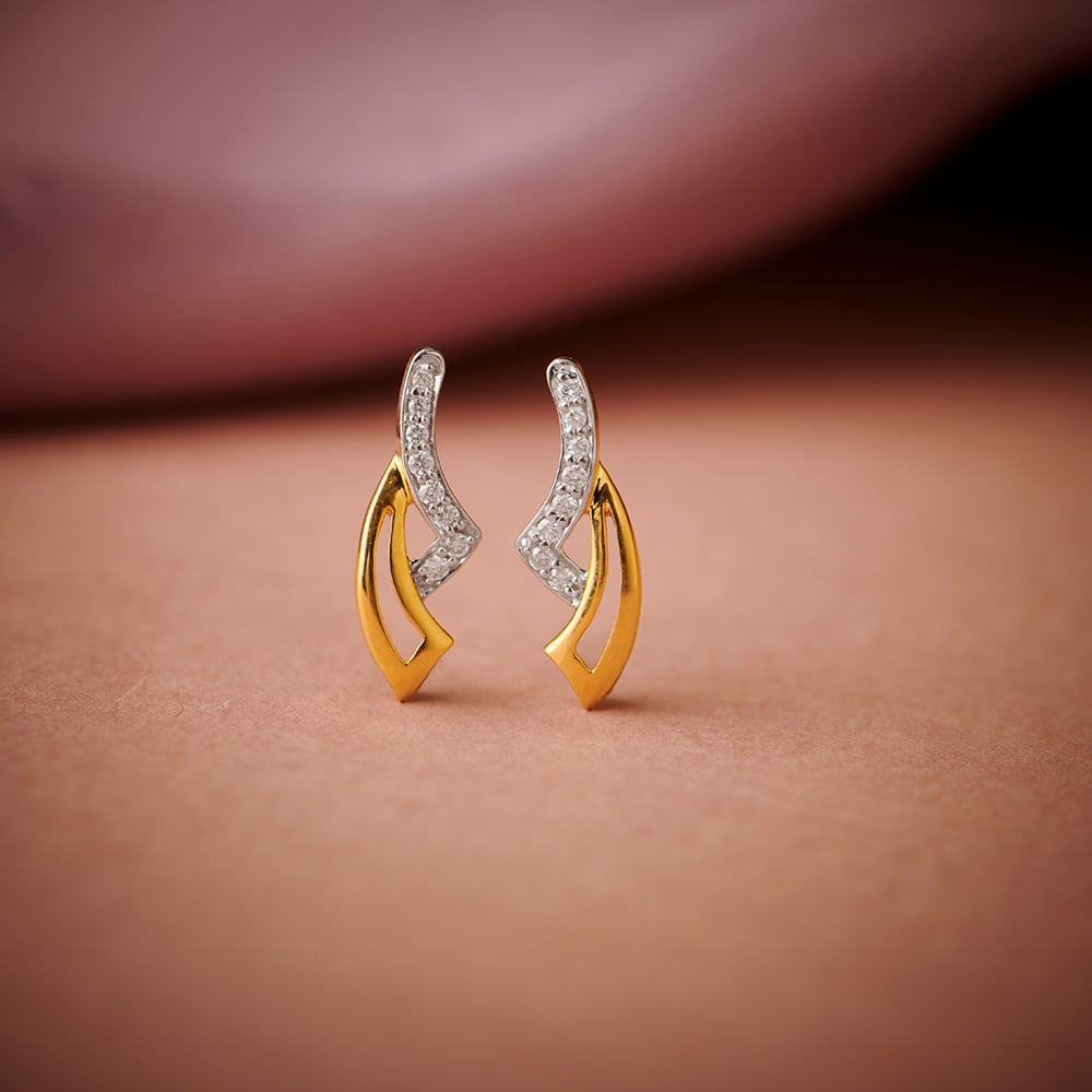 Geometric Contemporary Diamond Stud Earrings,,hi-res image number null