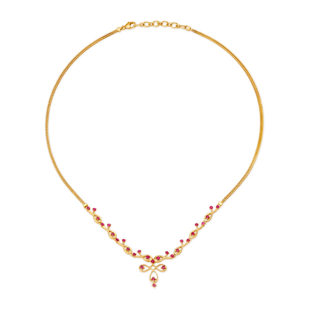 Ravishing Ruby and Gold Vine Necklace