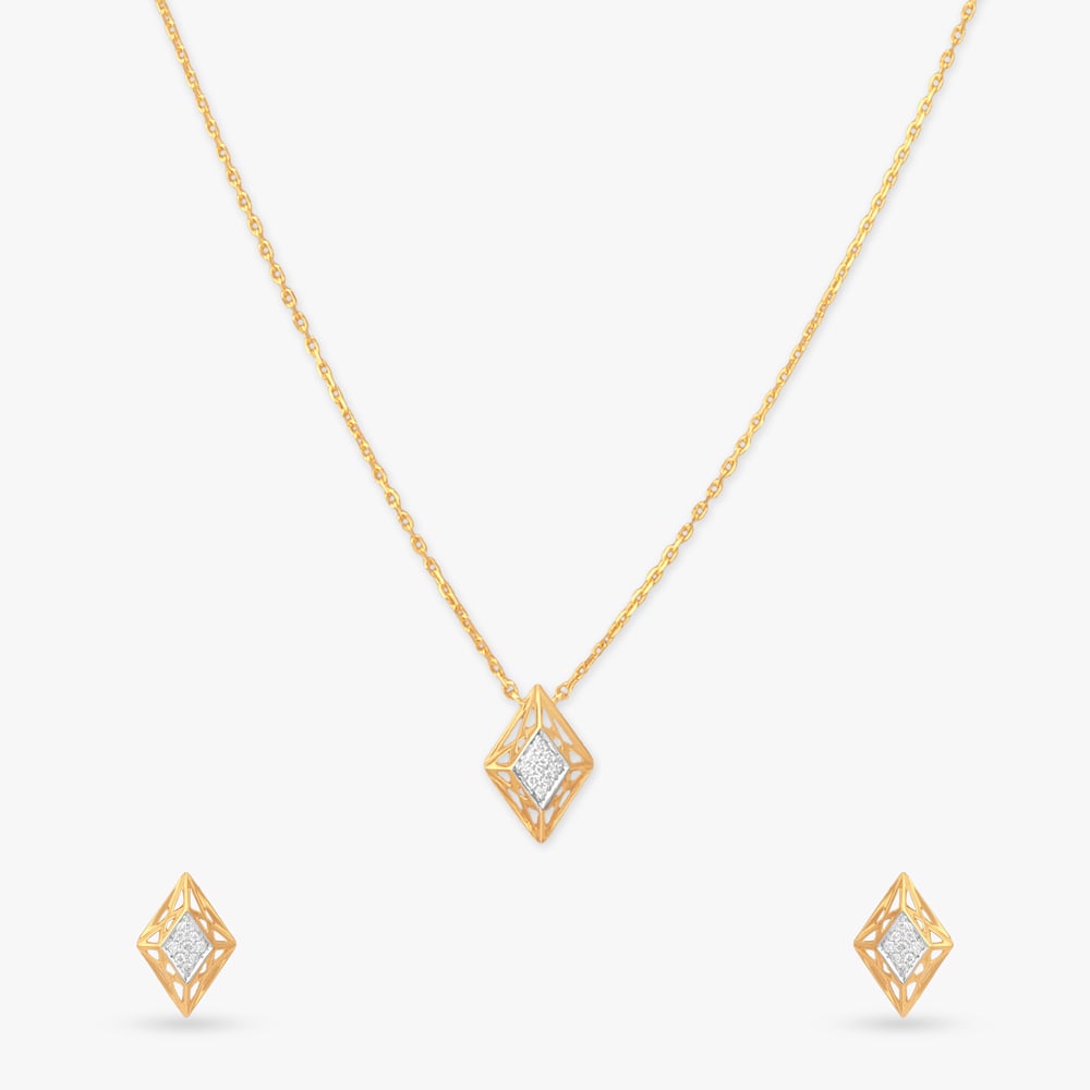 Prism Whisper Diamond Pendant with Chain and Earrings Set,,hi-res image number null