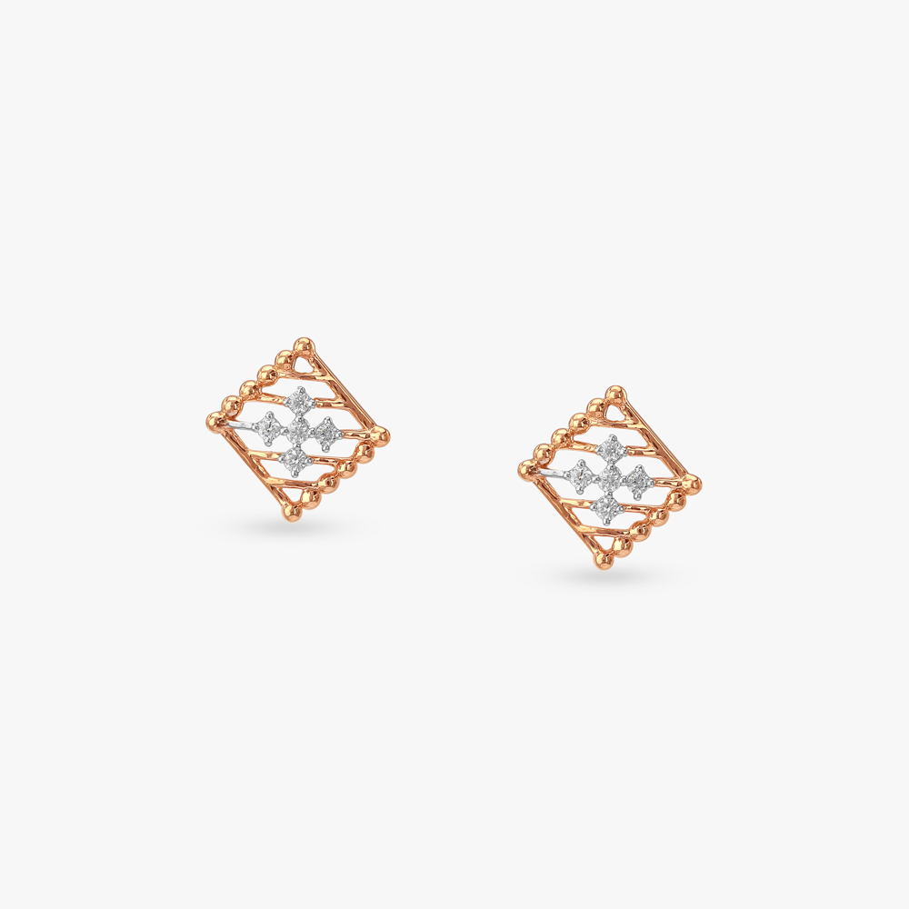 Pixel Poise Diamond Stud Earrings,,hi-res image number null