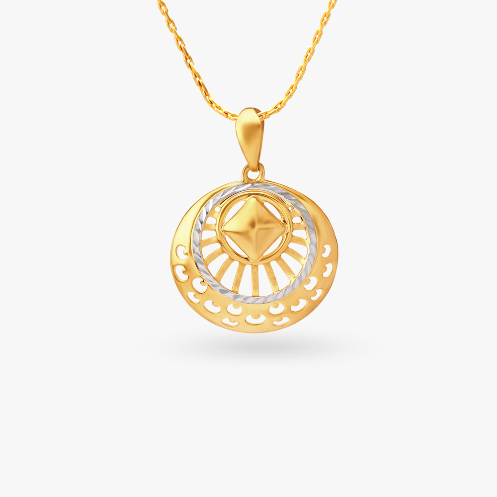 Circular Gold Pendant and Earrings Set,,hi-res image number null