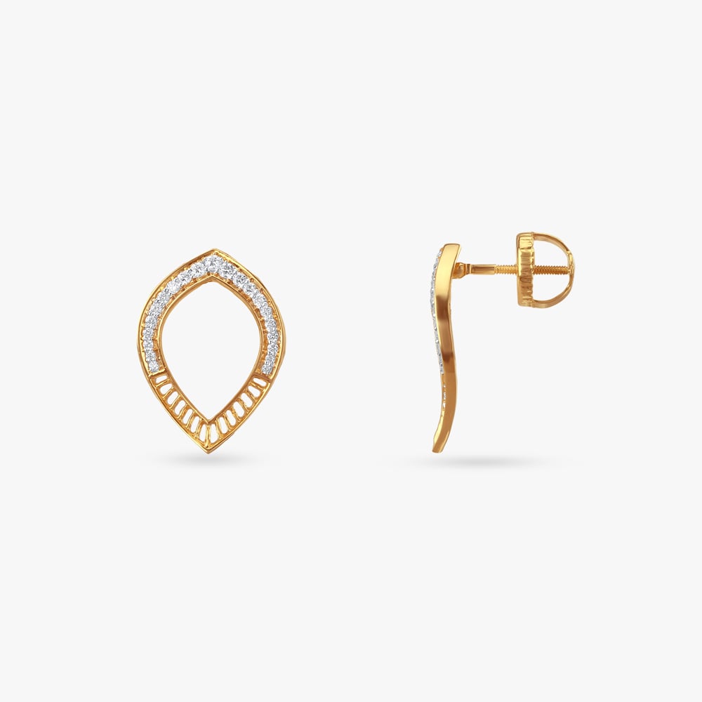 Artistic Leaf Diamond Stud Earrings,,hi-res image number null