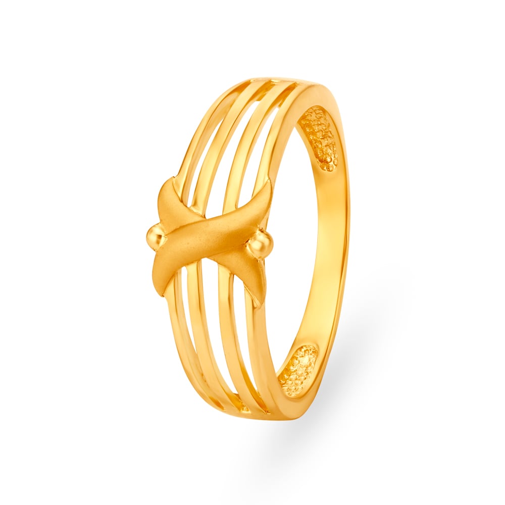Stylish 22 Karat Yellow Gold Striped Finger Ring,,hi-res image number null