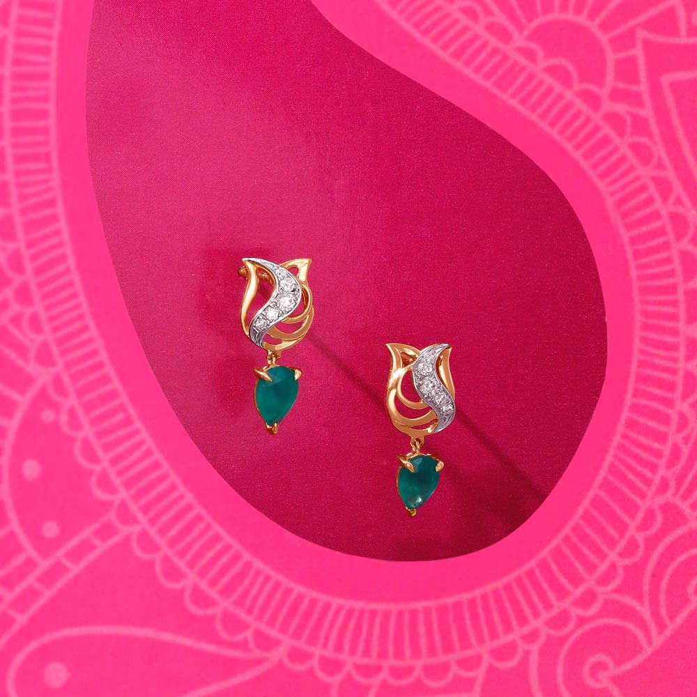 Paisley Lotus Diamond Drop Earrings,,hi-res image number null