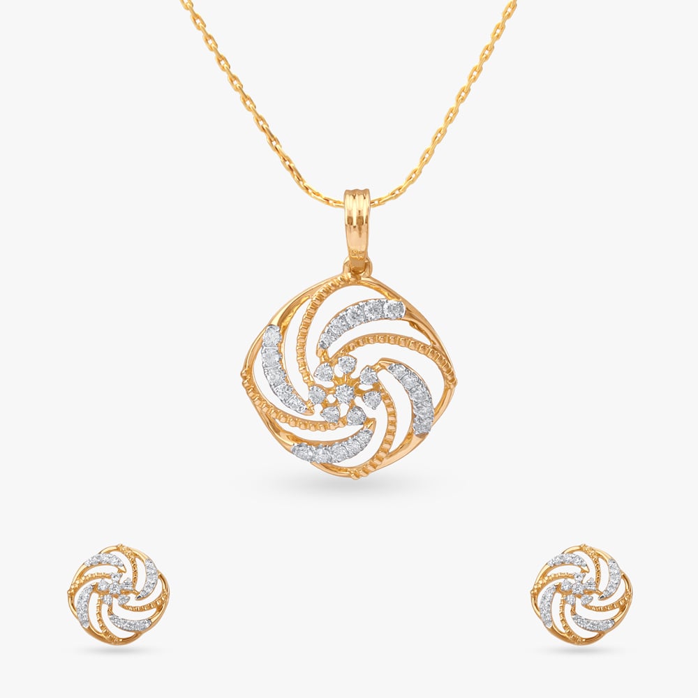 Twirling Charm Diamond Pendant and Earrings Set,,hi-res image number null