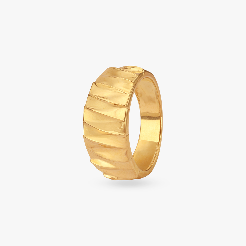 

Angular Carved Gold Ring For Men