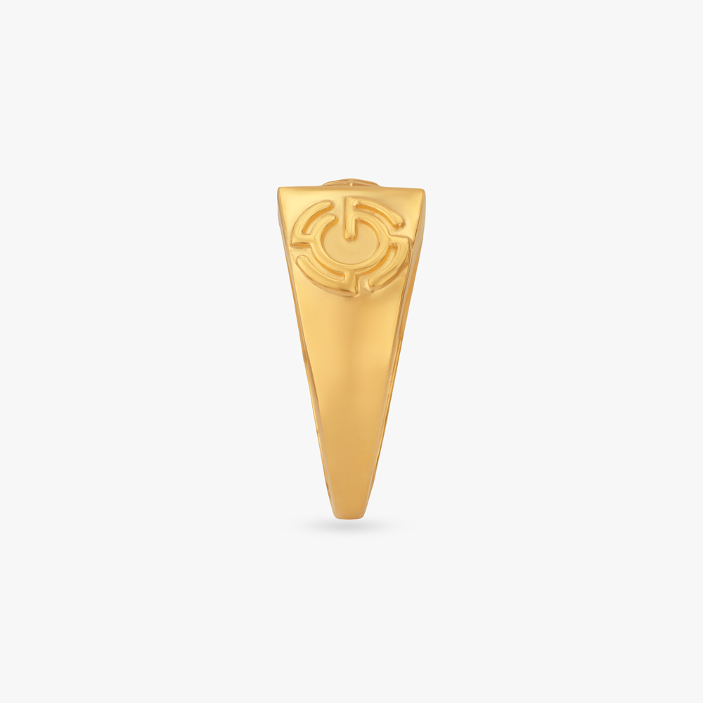 Geometric Crest Gold Ring for Men,,hi-res image number null
