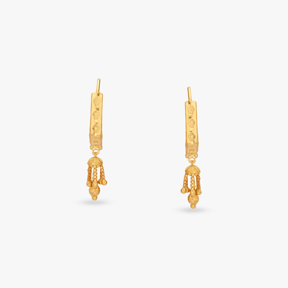 Regal Hexagon Gold Hoop Earrings,,hi-res image number null