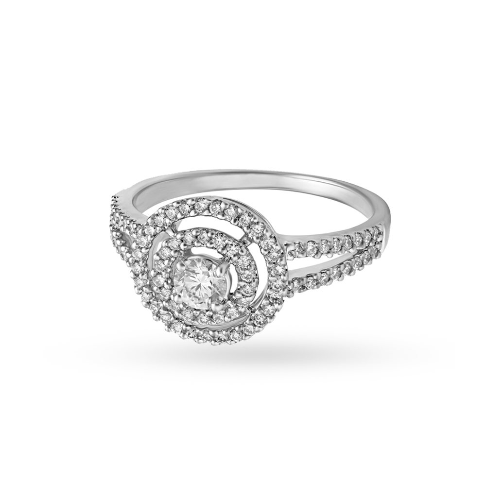 Luxurious 18 Karat White Gold And Diamond Finger Ring,,hi-res image number null