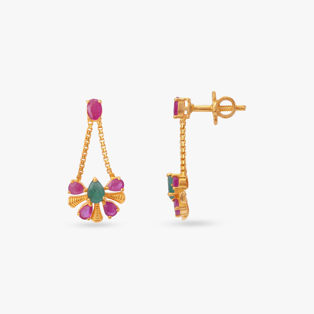 Twinkling Petals Gold Drop Earrings,,hi-res image number null