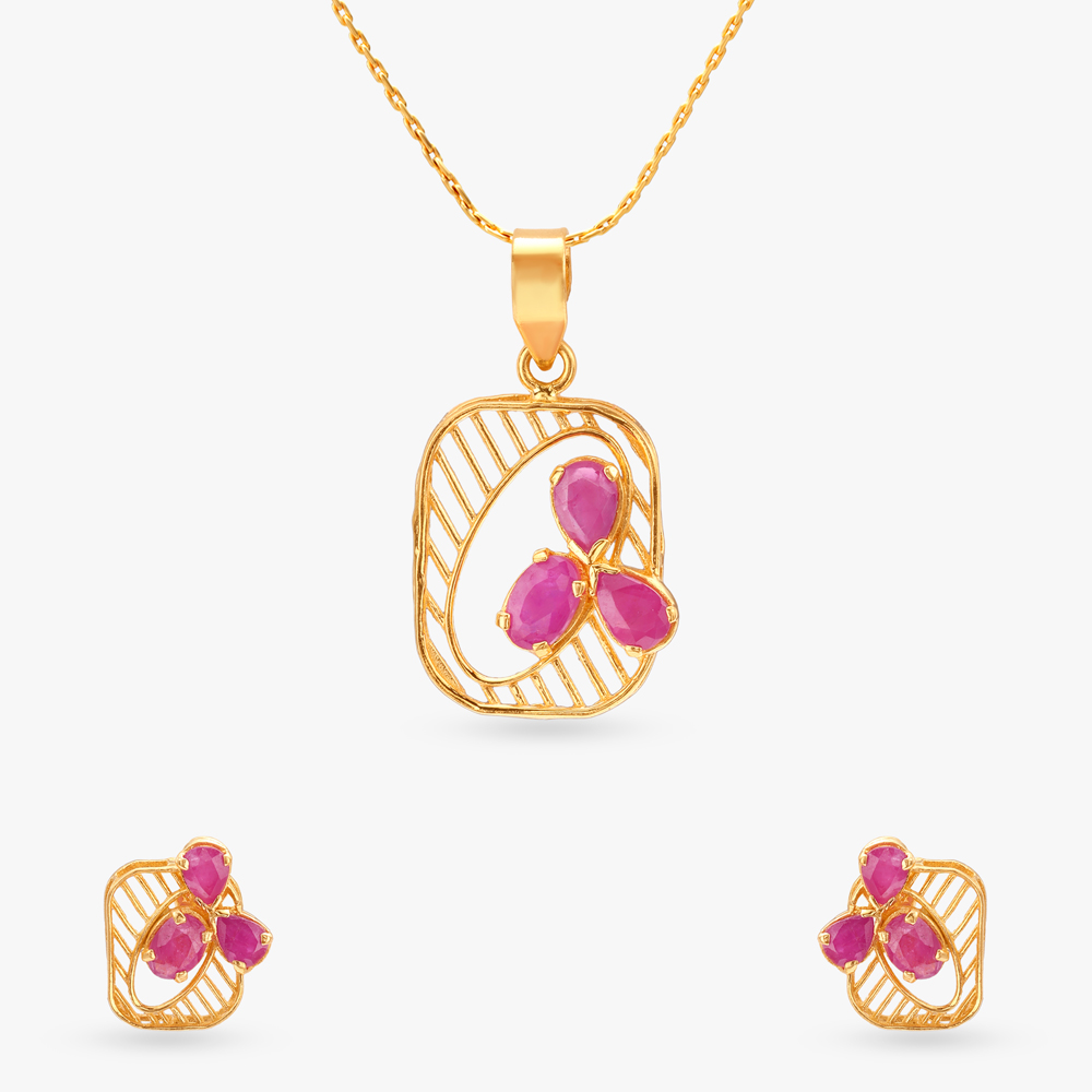 Contemporary Charm Ruby Pendant and Earrings Set,,hi-res image number null