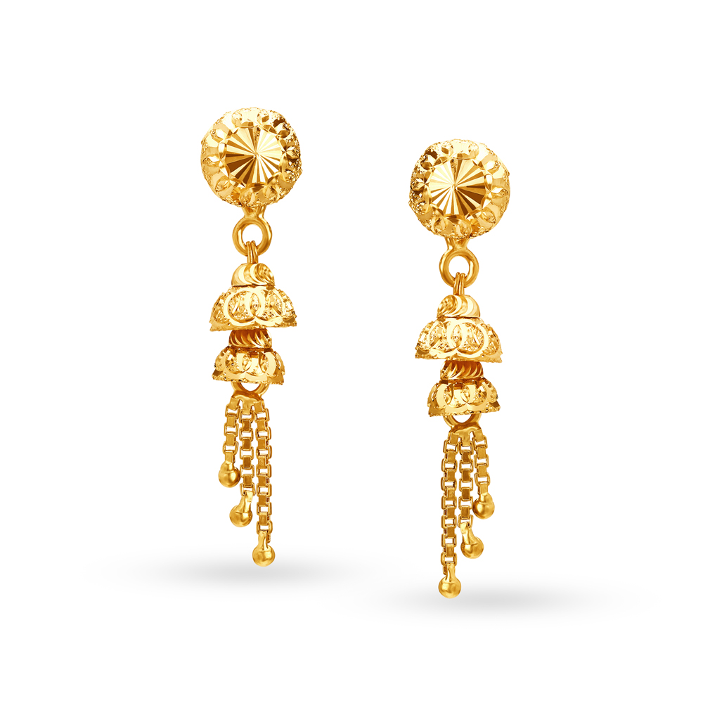 Contemporary Lustrous Gold Jhumkas,,hi-res image number null