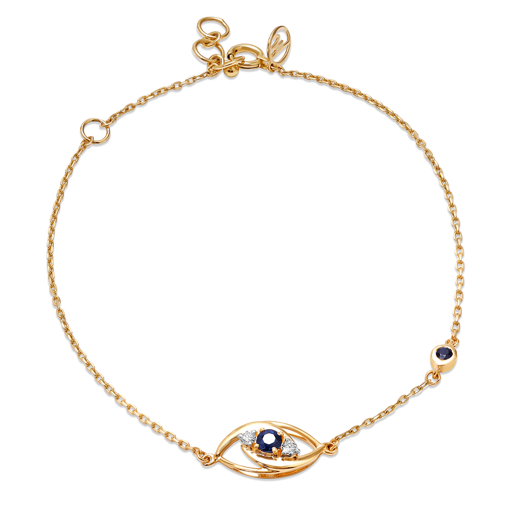 14KT Yellow White Gold Multi Charm Evil Eye Bracelet,,hi-res image number null
