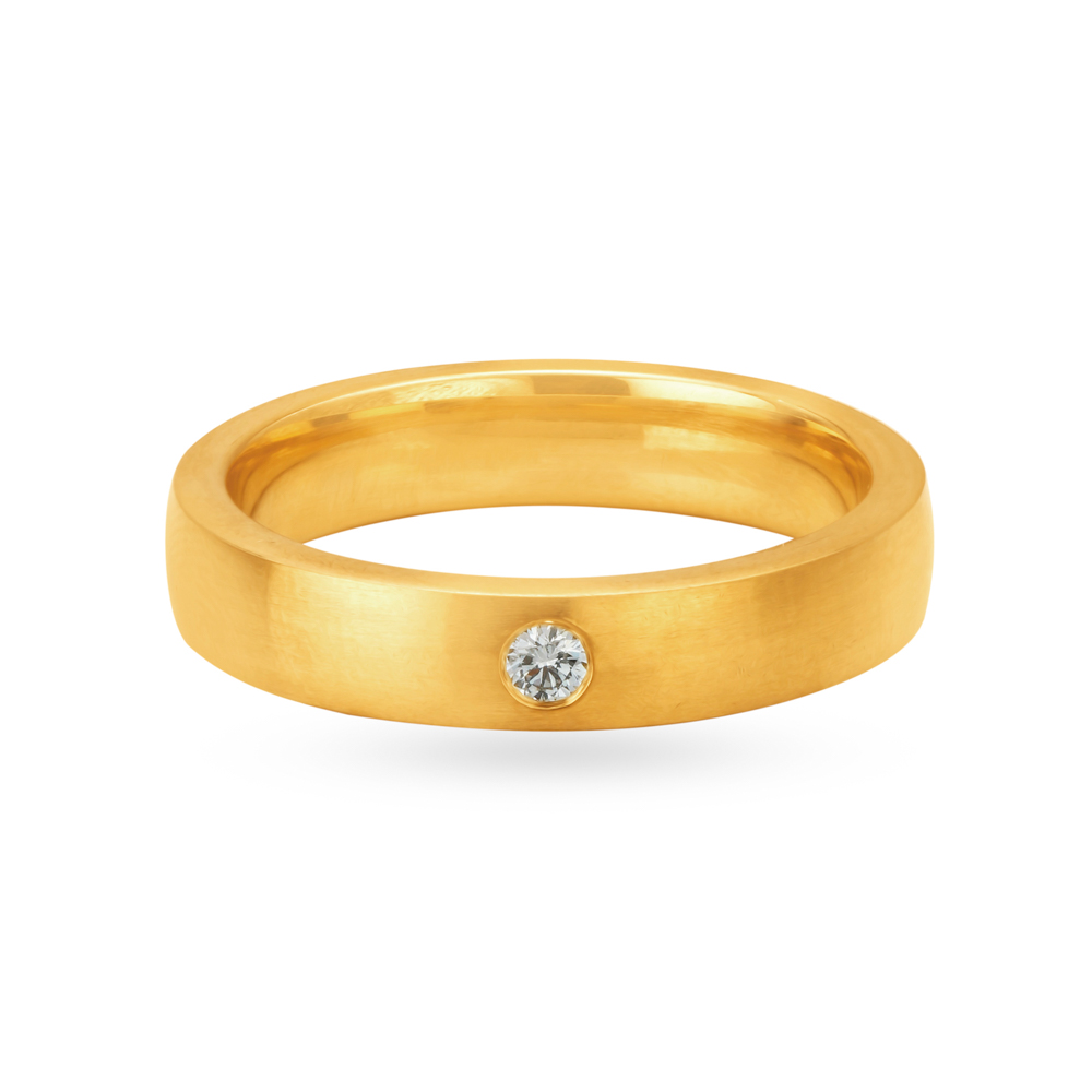 Minimalistic 18 Karat Yellow Gold And Diamond Finger Ring,,hi-res image number null