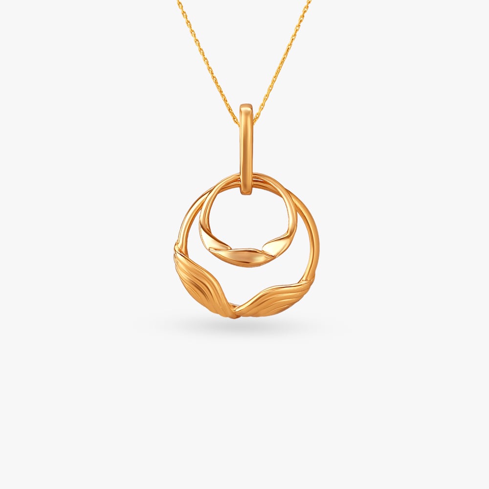 Circular Elegance Gold Pendant and Earrings Set,,hi-res image number null
