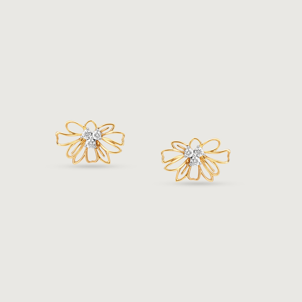 Doodle Flower Diamond Stud Earrings,,hi-res image number null