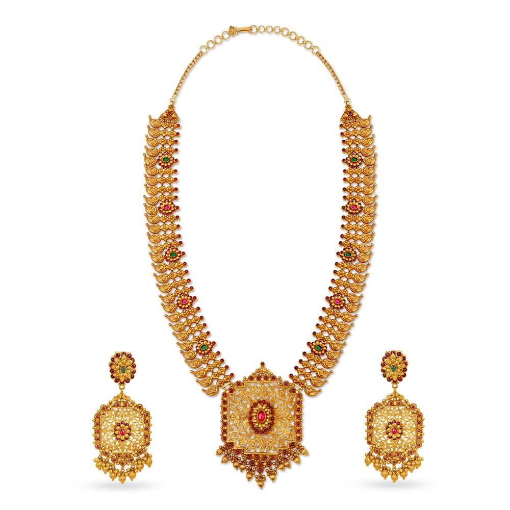 Gorgeous Paisley Gold Necklace Set