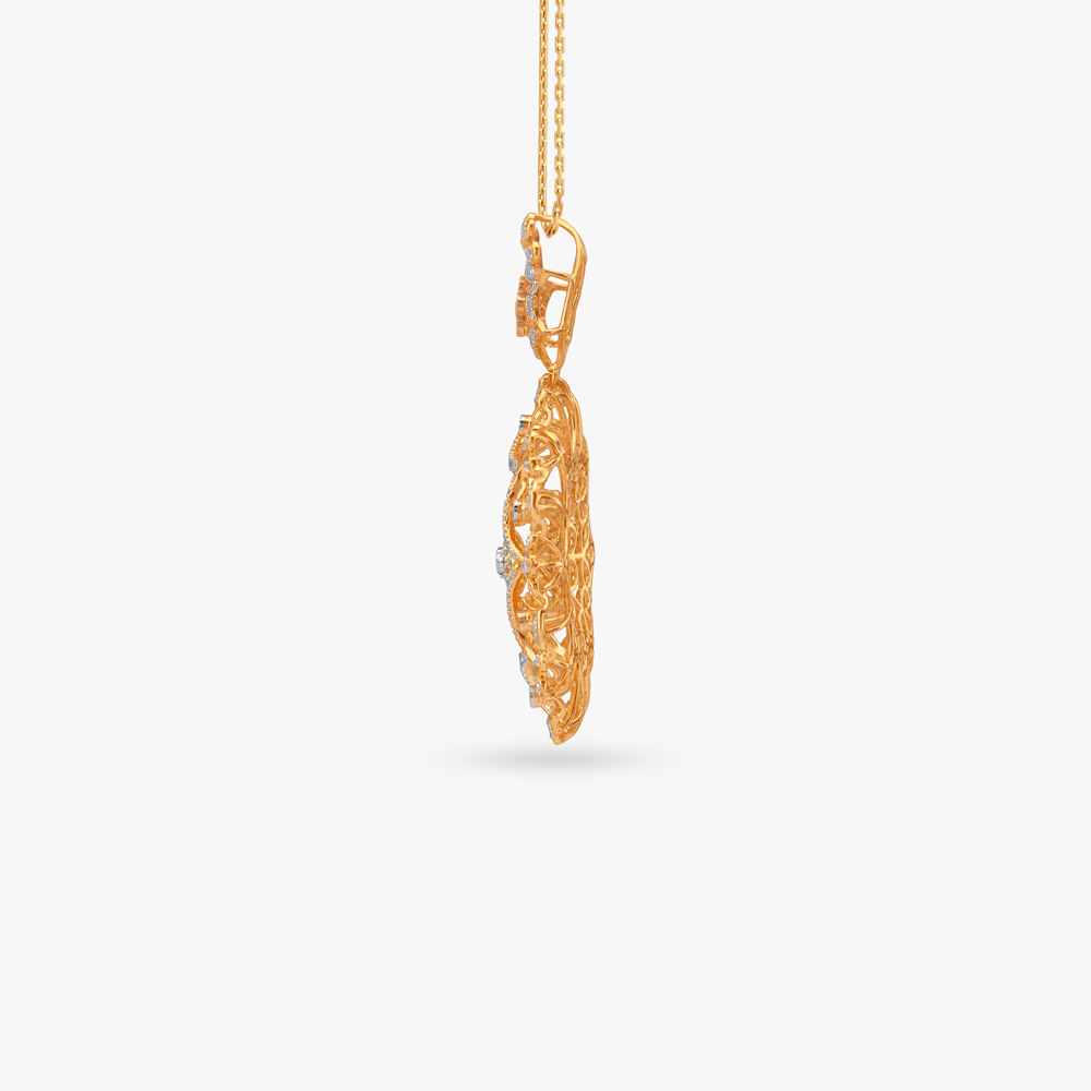 Sculpted Aura Diamond Pendant and Earrings set,,hi-res image number null