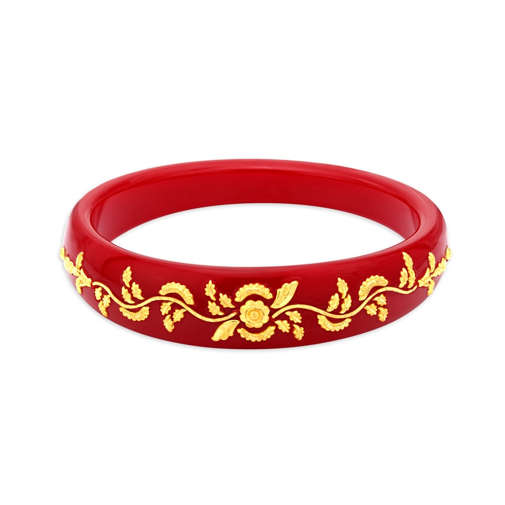 Floral Design Pola Gold Bangle