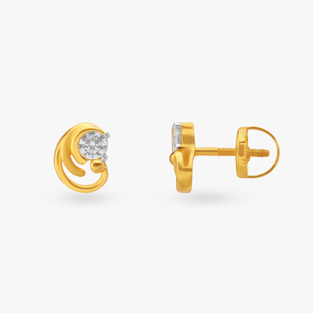Swirl Gold Stud Earrings,,hi-res image number null