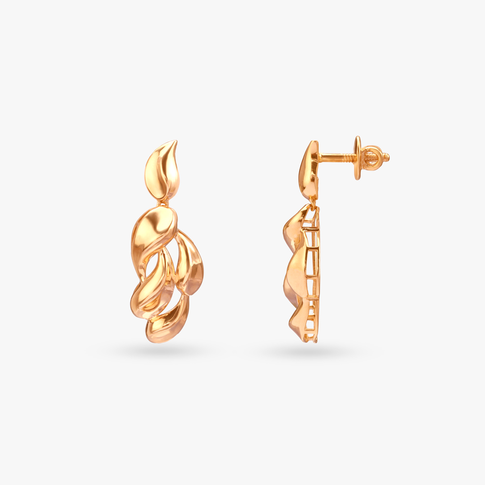 Twisted Elegance Gold Drop Earrings,,hi-res image number null