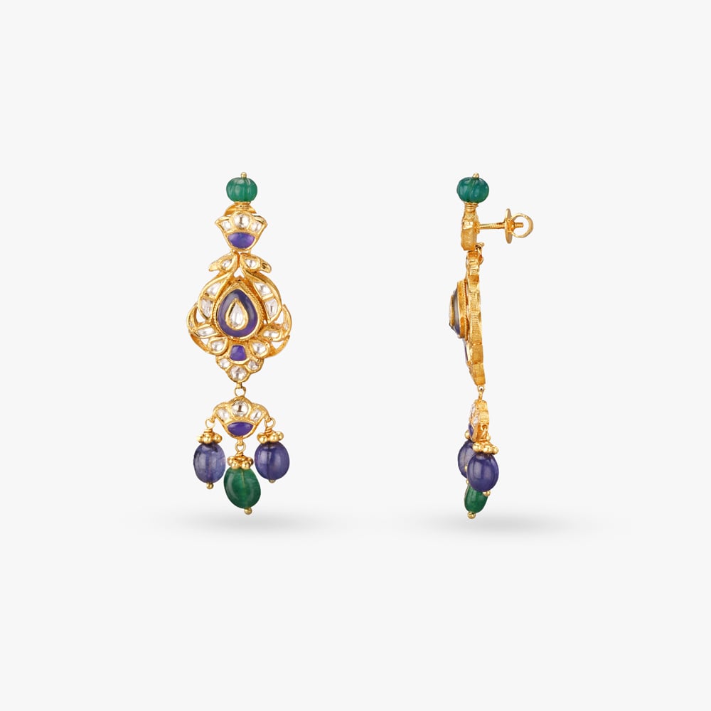 Opulent Peacock Gold Drop Earrings,,hi-res image number null