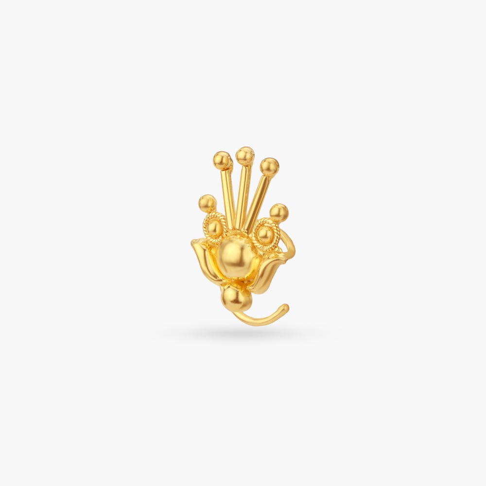 

Floral Radiance Gold Nose Pin