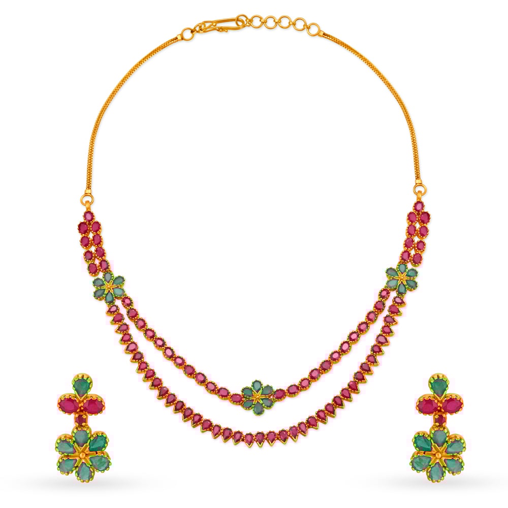 

Queenly Emerald and Ruby Necklace Set