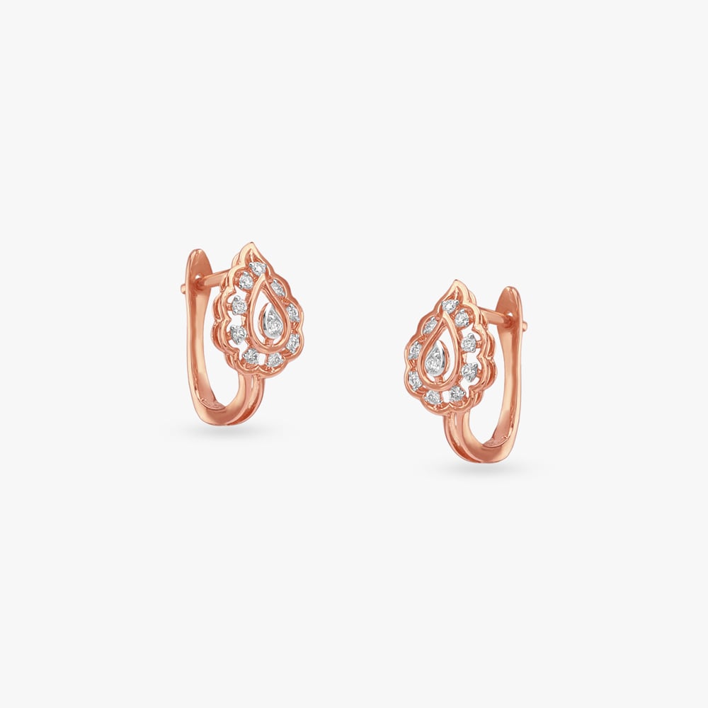 Scallop Shine Diamond Hoop Earrings,,hi-res image number null