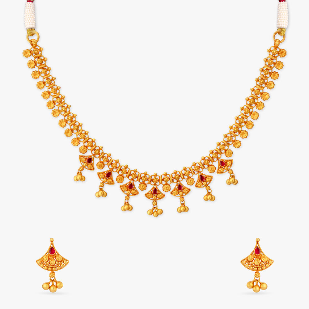 Floral Rhythm Gold Necklace Set,,hi-res image number null