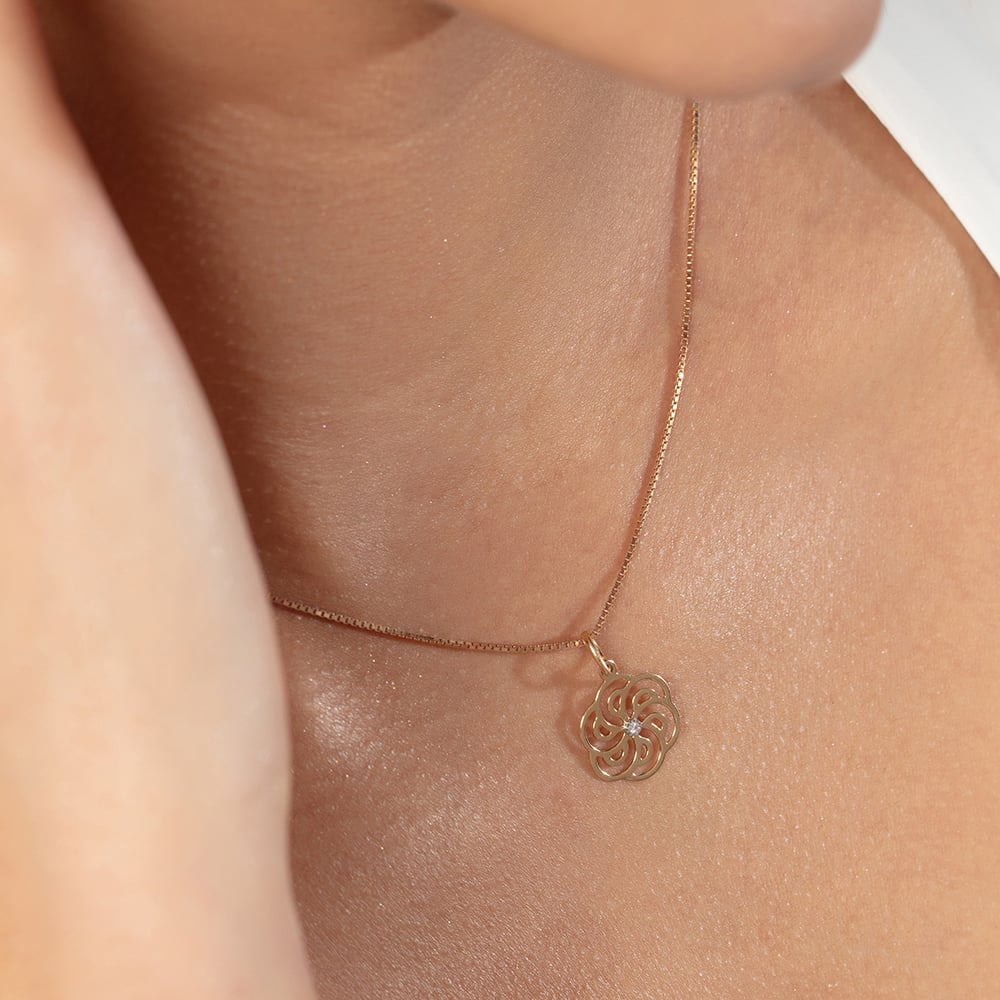 Elegant Floral Gold & Diamond Pendant,,hi-res image number null