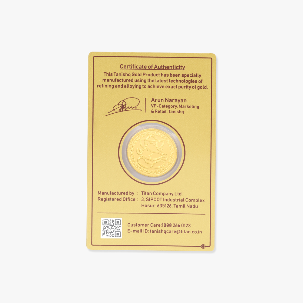 8 gram 24 Karat Gold Coin with Ganesha Motif,,hi-res image number null