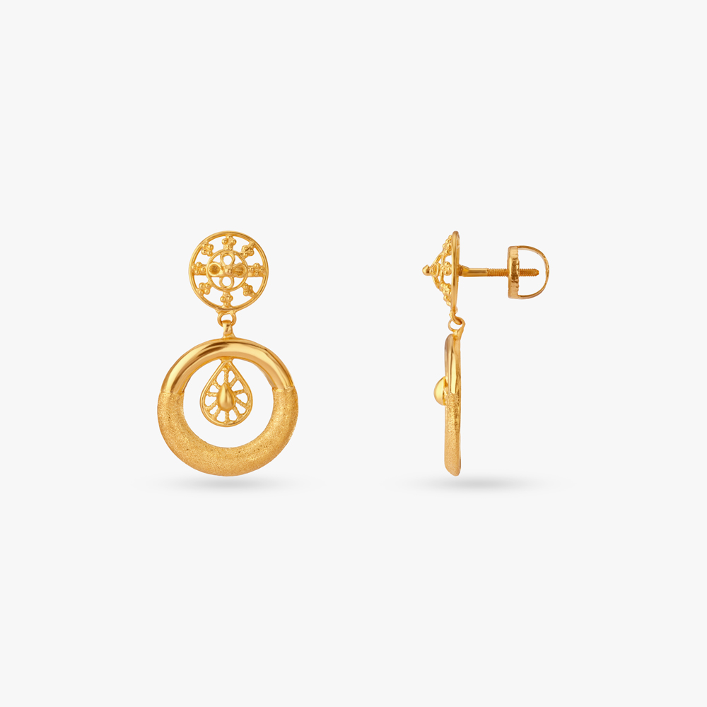 Radiant Circle Gold Drop Earrings,,hi-res image number null