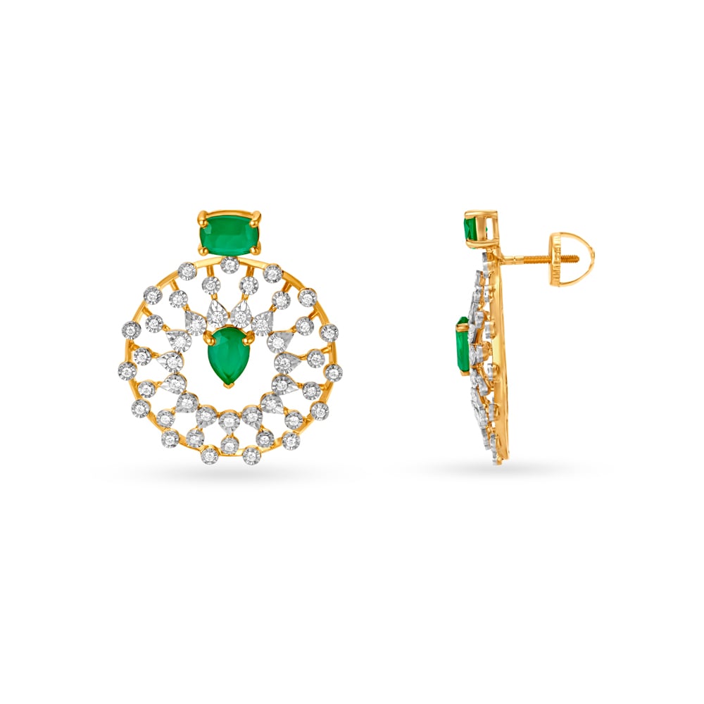 Glamorous Floral Diamond Stud Earrings,,hi-res image number null