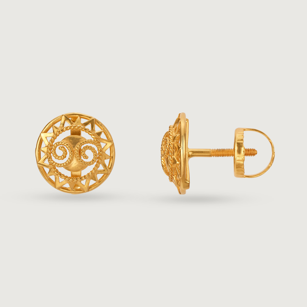Saura Sketches 22KT Gold Stud Earrings,,hi-res image number null
