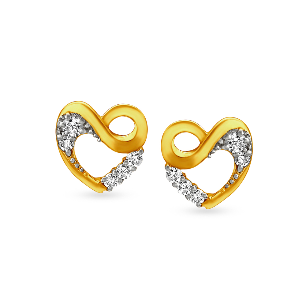 Infinity Romantic Heart pattern Diamond Stud Earrings