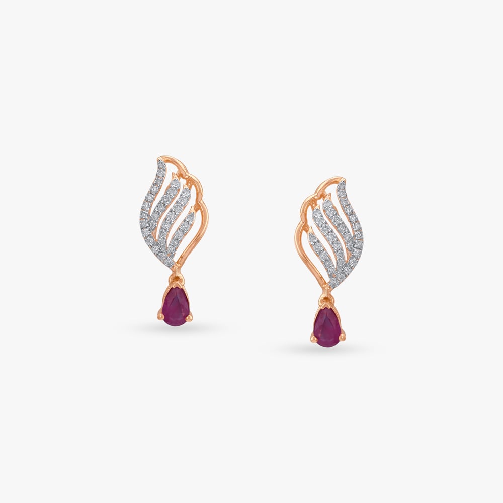 

Ruby Plume Diamond Drop Earrings