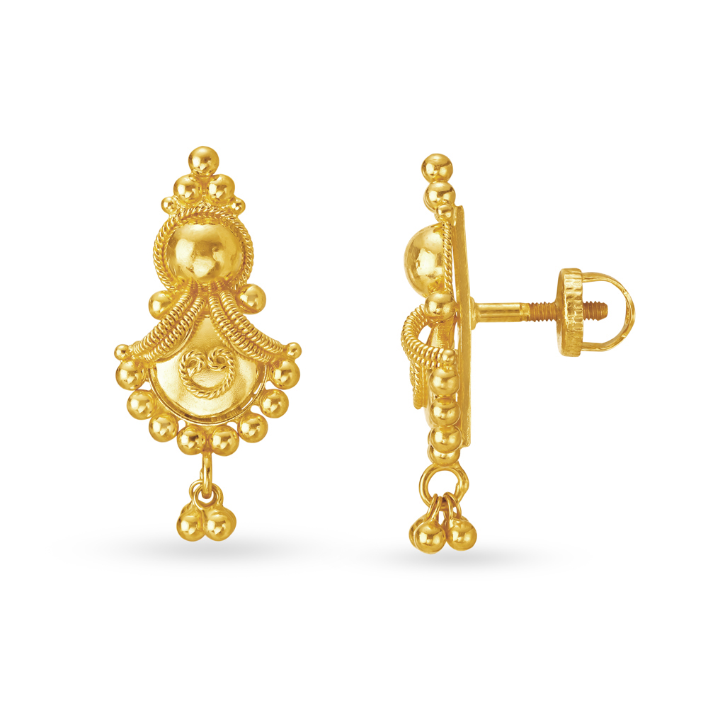 Traditional Fancy Graceful Gold Drop Earrings,,hi-res image number null
