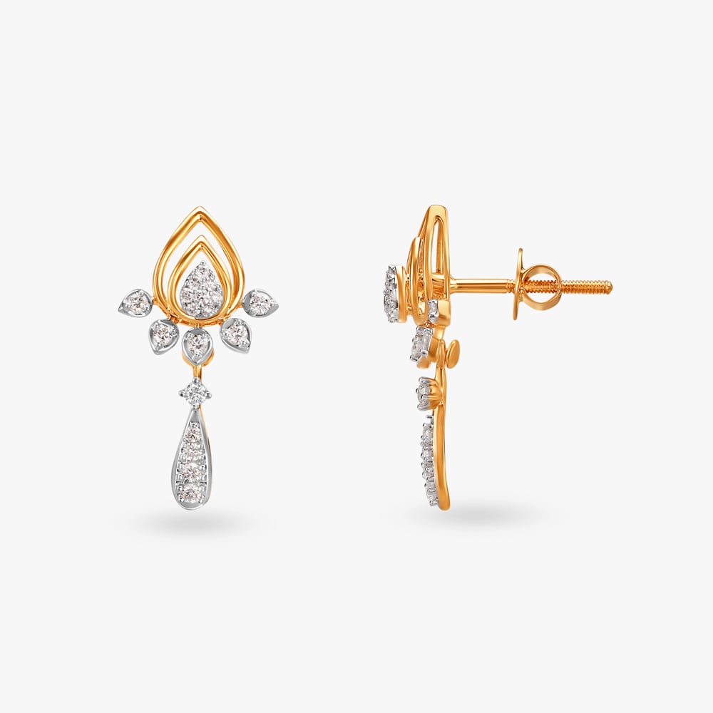 Lotus Harmony Diamond Drop Earrings,,hi-res image number null