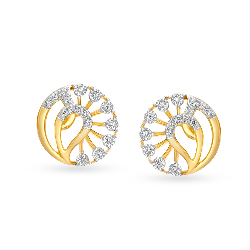 Circlet Teardrop Gold and Diamond Stud Earrings,,hi-res image number null