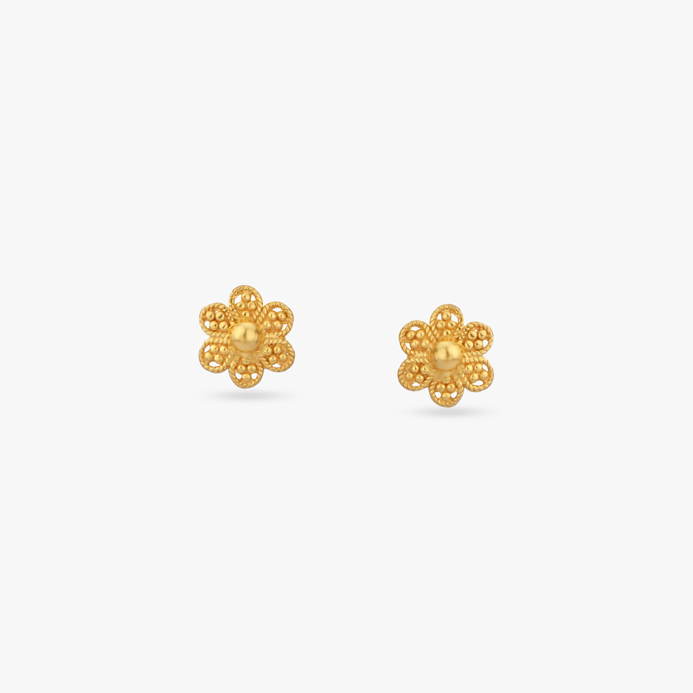 

Tiny Blossom Gold Stud Earrings for Kids