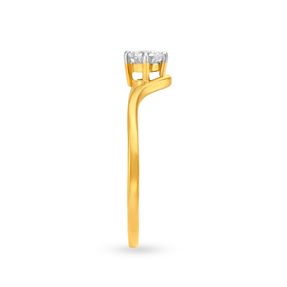Sparkling 18 Karat Yellow Gold Solitaire Finger Ring,,hi-res image number null
