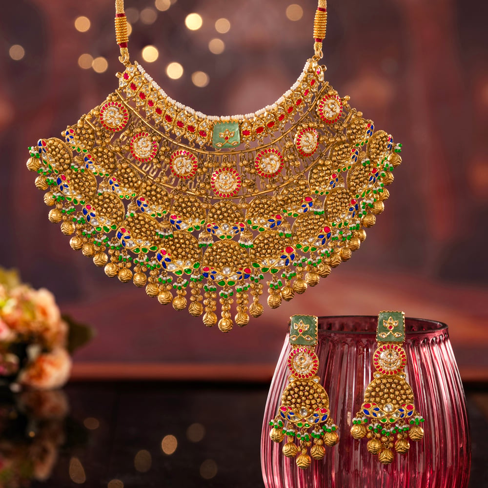 Swarna Sitara Gold Necklace set,,hi-res image number null