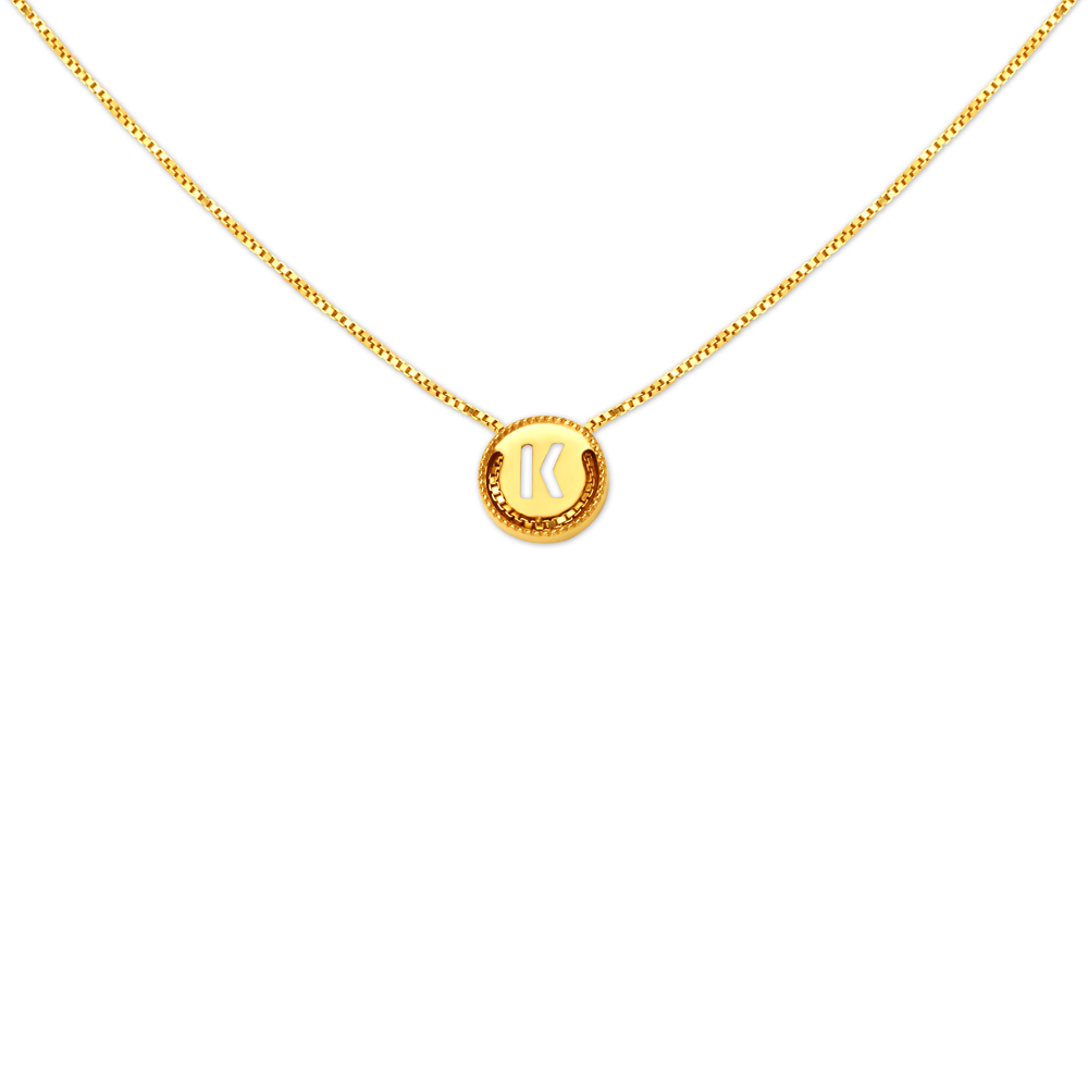 Letter K Gold Pendant with Chain For Kids,,hi-res image number null