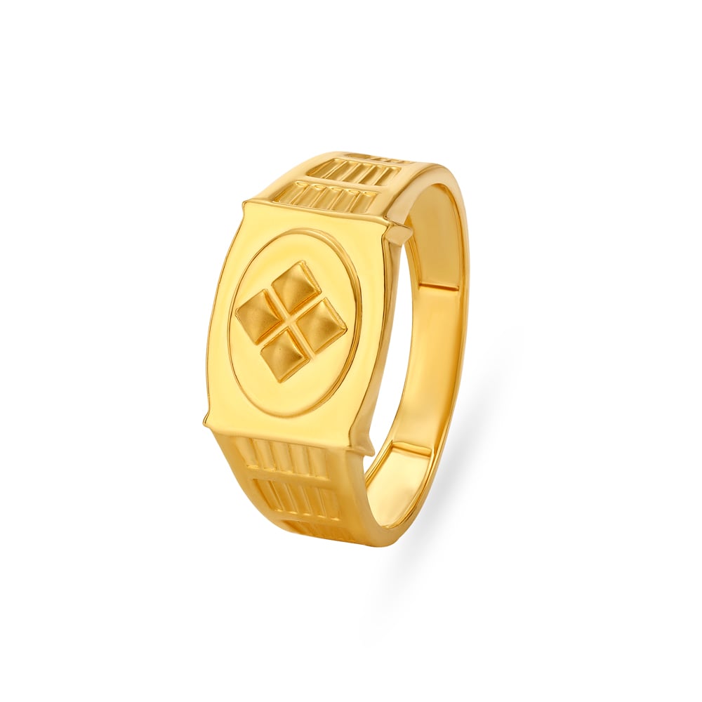 Square And Rhombus Gold Finger Ring For Men